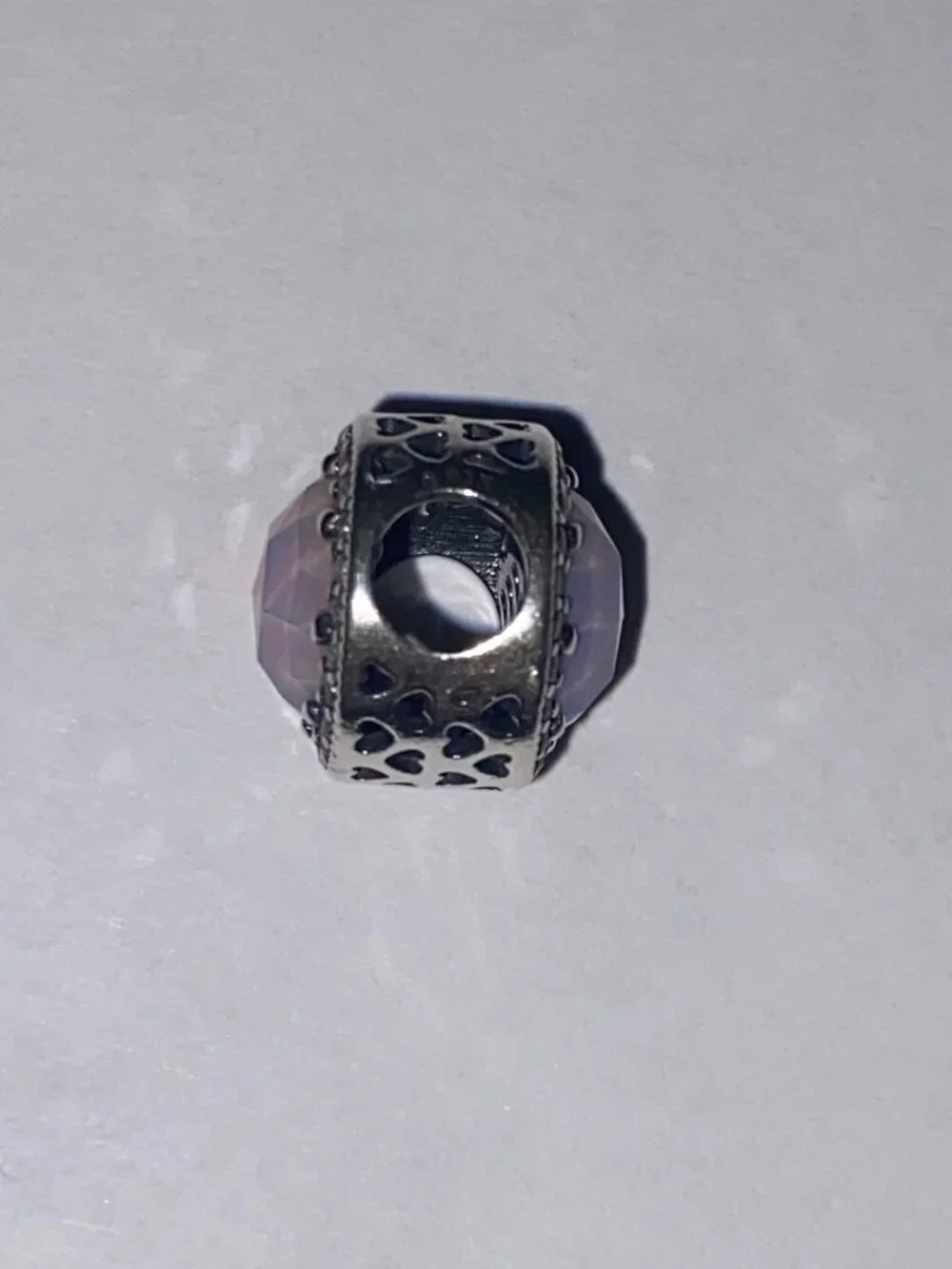 Pandora Opalescent Pink Radiant Hearts Charm Sterling Silver
